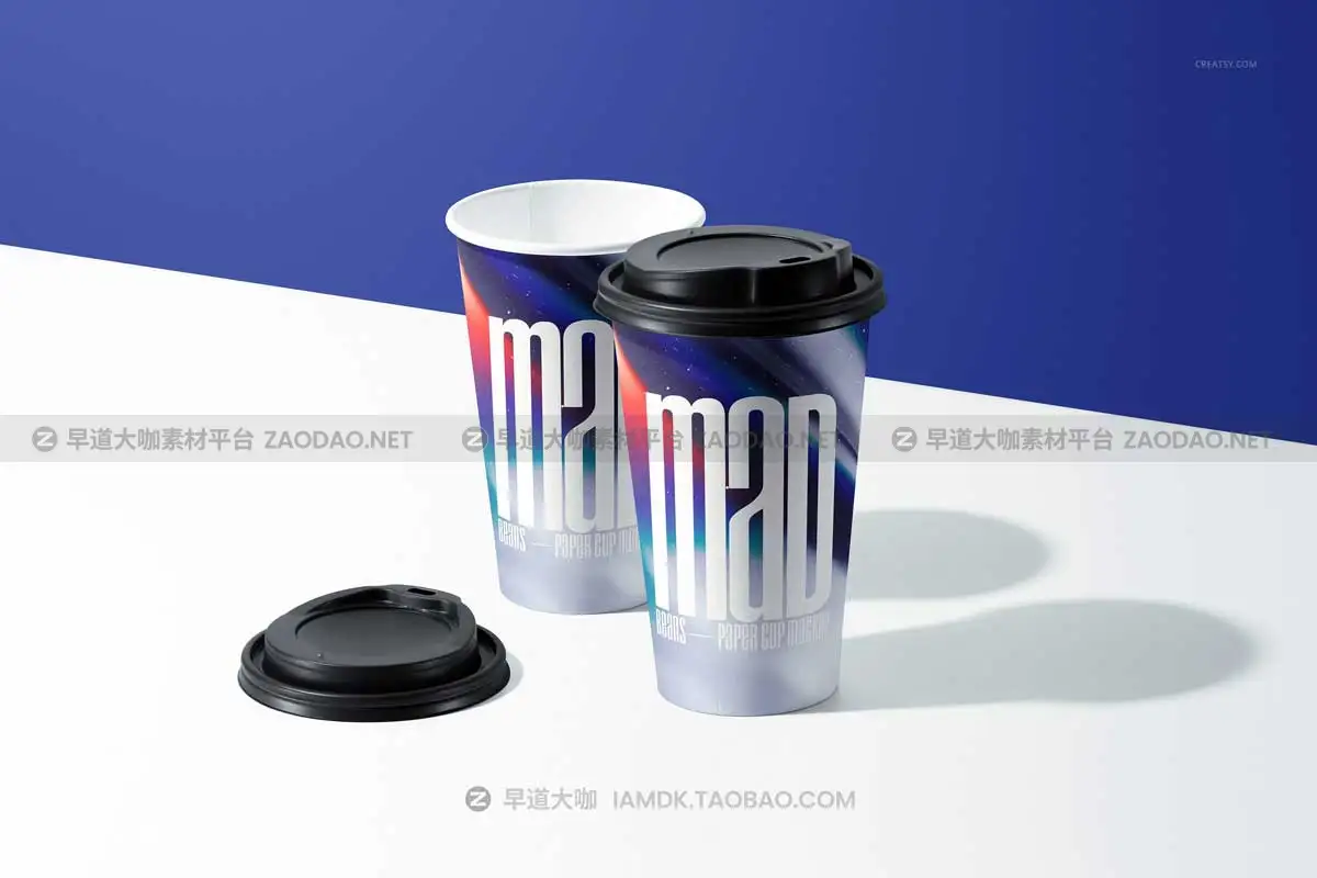 10款高级奶茶咖啡果汁一次性外卖纸杯设计展示贴图PSD样机模板素材 Paper Cup Mockup Set v.2插图8