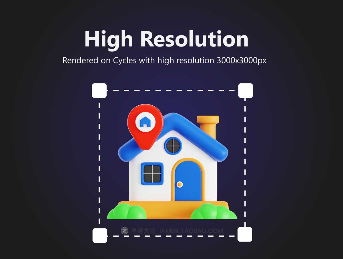 Blender模型 25款高质量房地产APP界面设计3D立体图标Icons设计素材合集 Real Estate 3D Icon Pack插图1