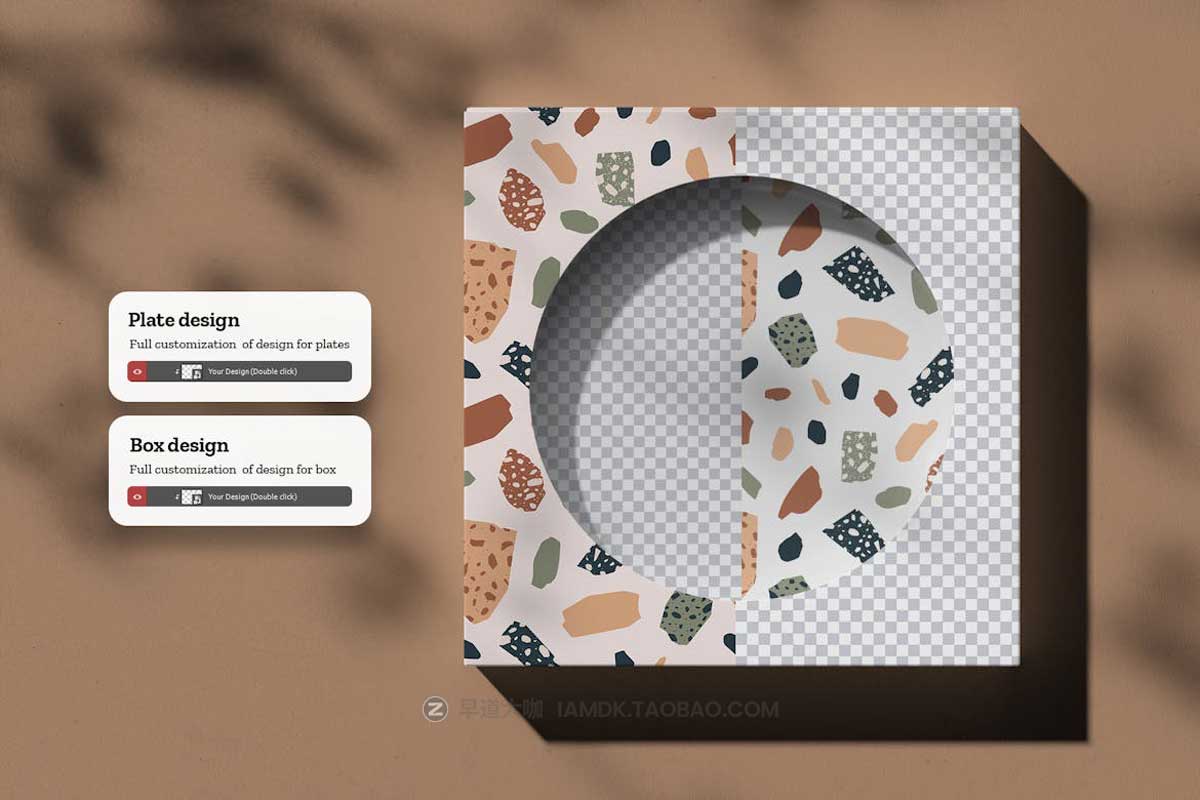 7款时尚陶瓷餐具盘子包装盒设计PS智能贴图样机模板素材 7 Ceramic Dinner/Dessert Plate Mockups vol.2插图2