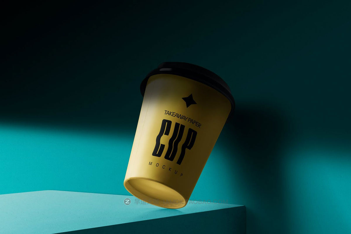 5款时尚一次性外卖咖啡纸杯设计展示贴图PSD样机模板 Takeaway Paper Cup With Lid Mockups插图3