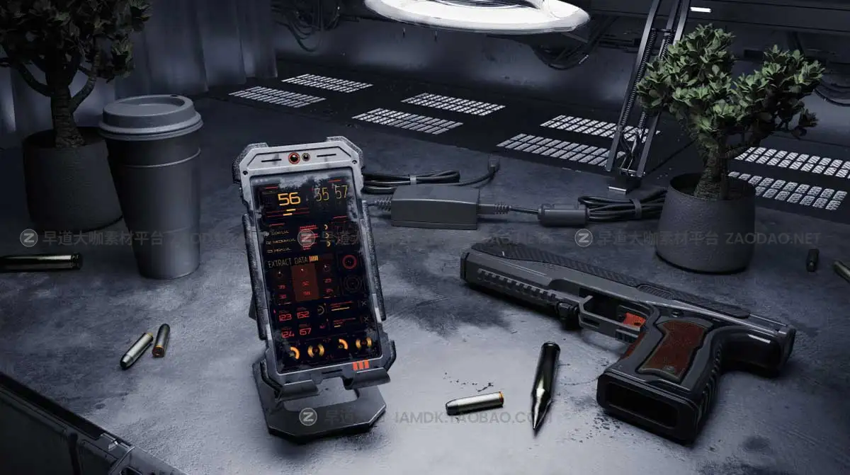 未来科幻赛博朋克末日战场APP界面UI设计Phone手机屏幕展示PSD样机模板 Cyber Mobile Mockups插图6