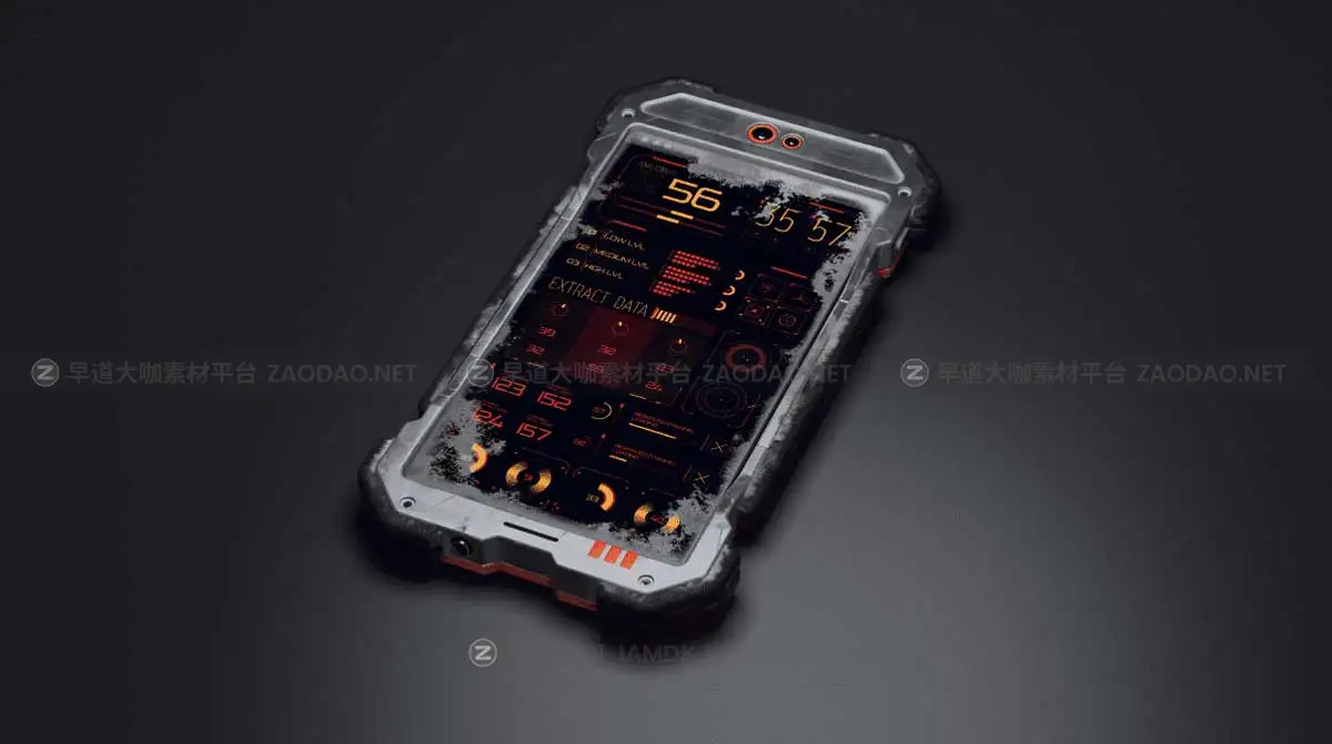 未来科幻赛博朋克末日战场APP界面UI设计Phone手机屏幕展示PSD样机模板 Cyber Mobile Mockups插图9