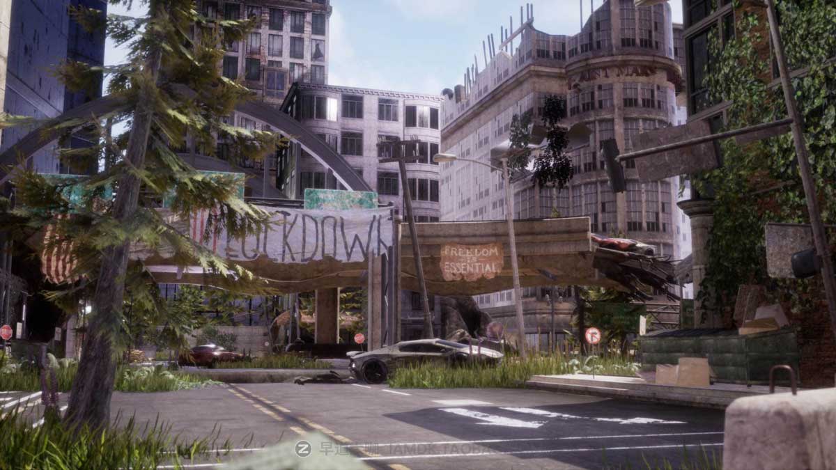 UE模型 废弃城市桥梁高楼街道设施3D模型设计素材 Post Apocalyptic World Pack插图2
