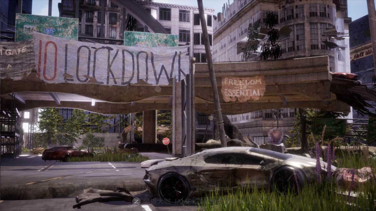UE模型 废弃城市桥梁高楼街道设施3D模型设计素材 Post Apocalyptic World Pack插图13