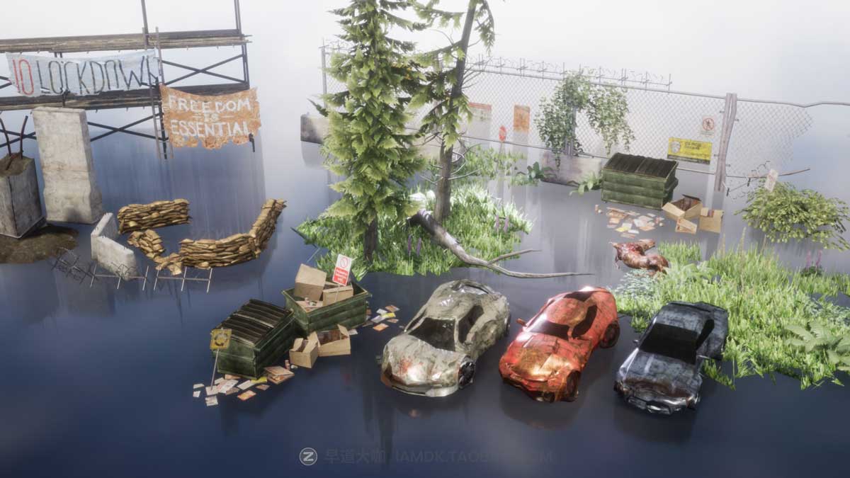 UE模型 废弃城市桥梁高楼街道设施3D模型设计素材 Post Apocalyptic World Pack插图16