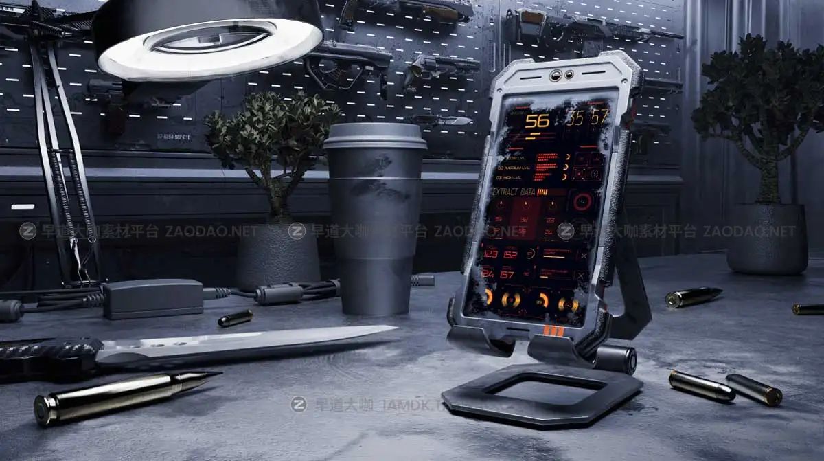 未来科幻赛博朋克末日战场APP界面UI设计Phone手机屏幕展示PSD样机模板 Cyber Mobile Mockups插图4