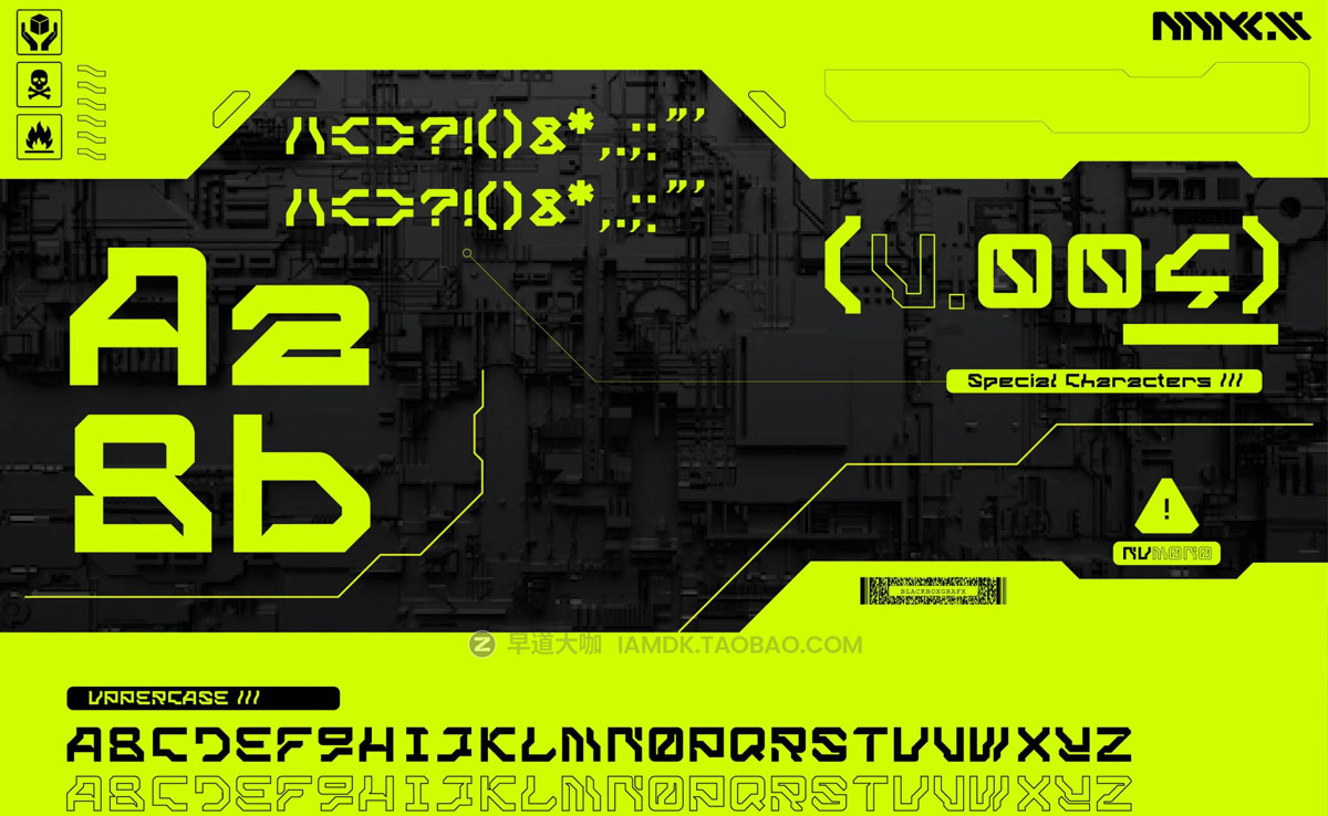 未来赛博朋克工业几何风机能机甲PSPROCREATE西文字体安装包 NuMono by Studio Innate插图5