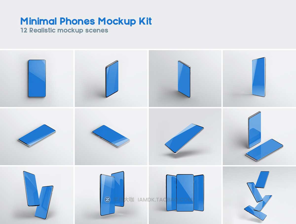 12款5K高清Phone安卓智能手机屏幕演示样机PSD模板 Minimal Phones Mockup Kit插图6