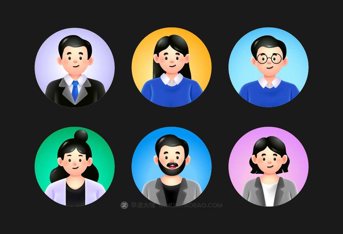 18款可爱卡通有趣人物头像肖像手绘插画AI矢量设计素材包 Prefile Avater Illustration Pack插图3