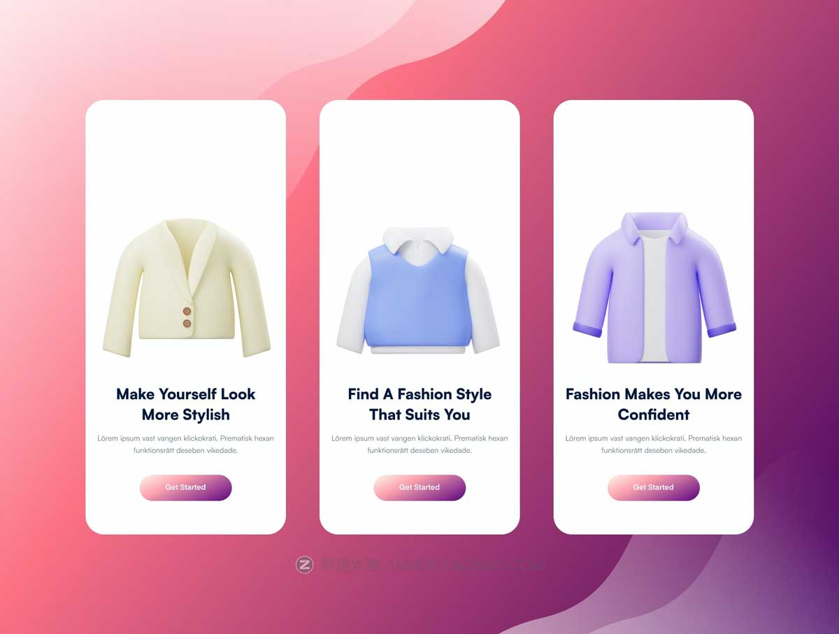 Blender模型 15款时尚卡通有趣服装商城APP界面设计3D立体图标Icons设计素材 Fashion 3D Icon插图4