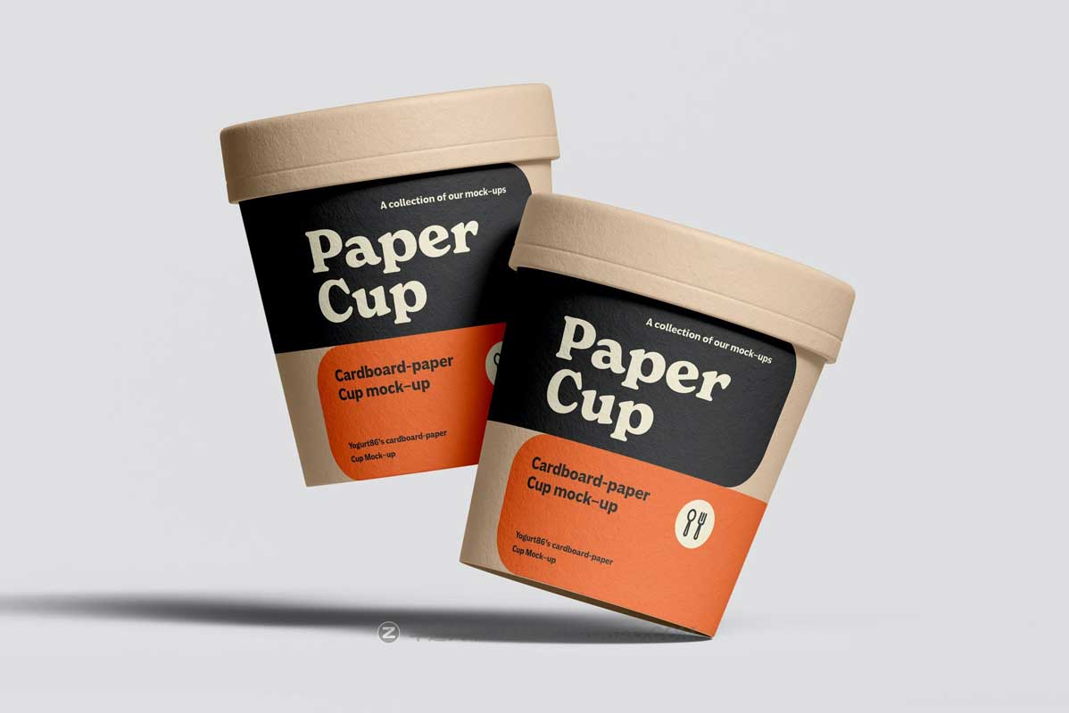6款时尚逼真咖啡茶叶包装纸杯外观图案设计PS展示样机模板素材 Cardboard Cup Mockup插图13
