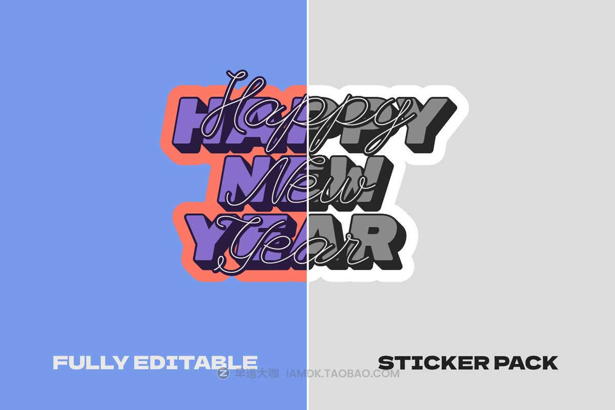 100款潮流复古趣味卡通Y2K贴纸标签设计素材AI矢量源文件 Retro Sticker Pack Vol.4插图1