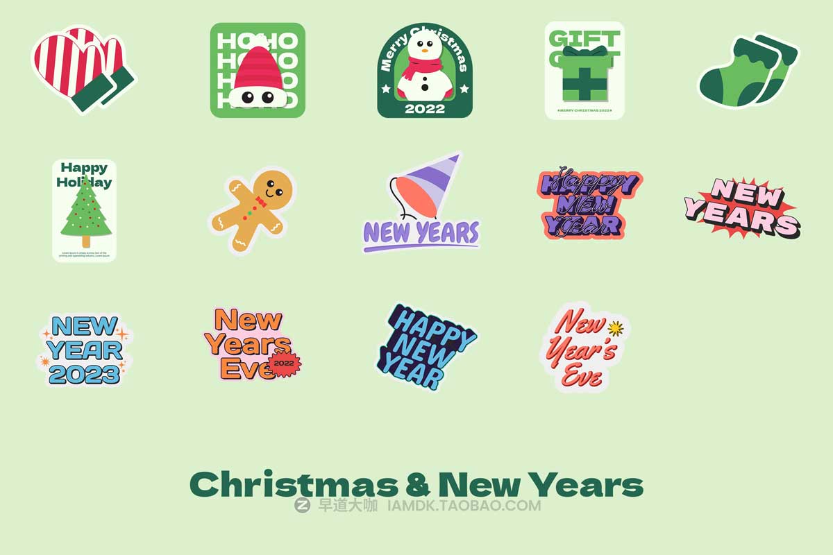 100款潮流复古趣味卡通Y2K贴纸标签设计素材AI矢量源文件 Retro Sticker Pack Vol.4插图5