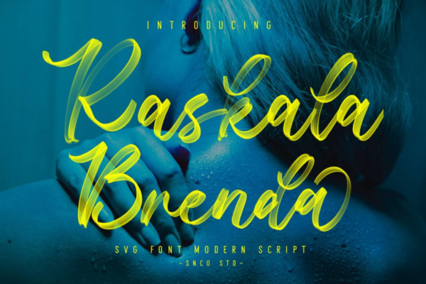 时尚手绘笔刷笔触效果手写PSAI英文字体安装包设计素材 Raskala Brenda SVG Font