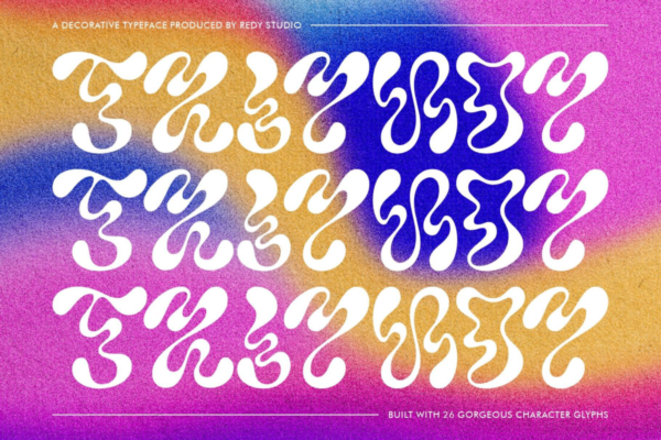 60年代复古迷幻扭曲实验性逆反差PSPROCREATE英文字体安装包设计素材 Triphop Decorative Typeface