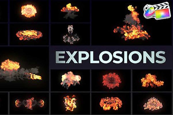 Fcpx插件 30组炫酷爆炸火焰烟雾4K视频转场特效动画包 Real Explosions Effects for FCPX