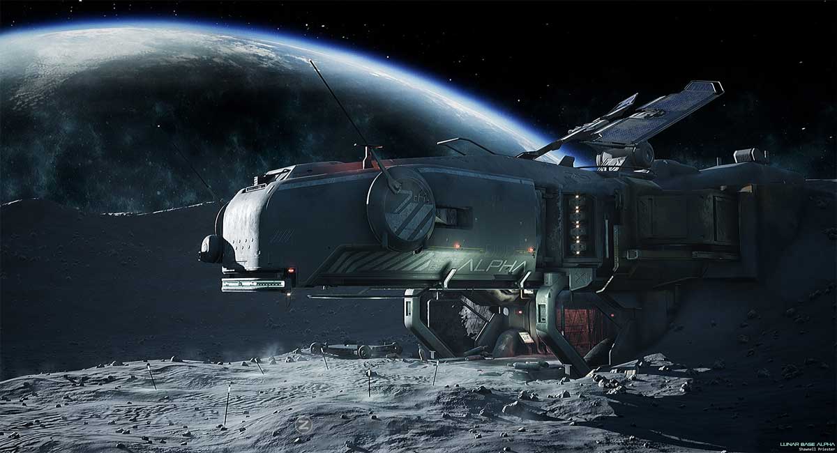 UE模型 未来科幻阿尔法月球军事基地3D模型素材包 Lunar Base Alpha插图