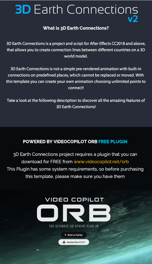 AE模板 科技感三维地球世界地图任意国家地点连线动画 Videohive – 3D Earth Connections V2插图