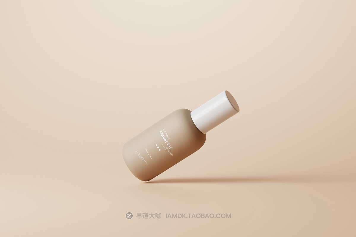 8款逼真旅行化妆品包装瓶外观设计展示贴图PSD样机模板素材 Travel-Size Small Cosmetic Bottle Mockups插图2
