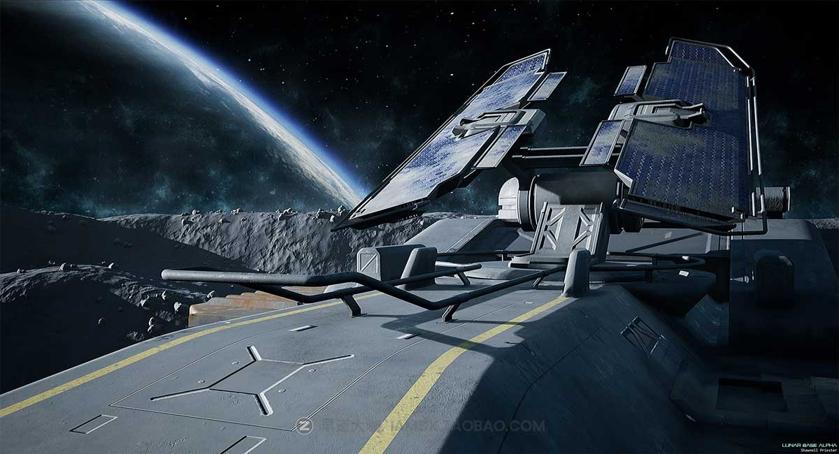 UE模型 未来科幻阿尔法月球军事基地3D模型素材包 Lunar Base Alpha插图3