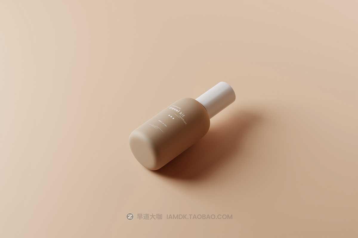 8款逼真旅行化妆品包装瓶外观设计展示贴图PSD样机模板素材 Travel-Size Small Cosmetic Bottle Mockups插图4