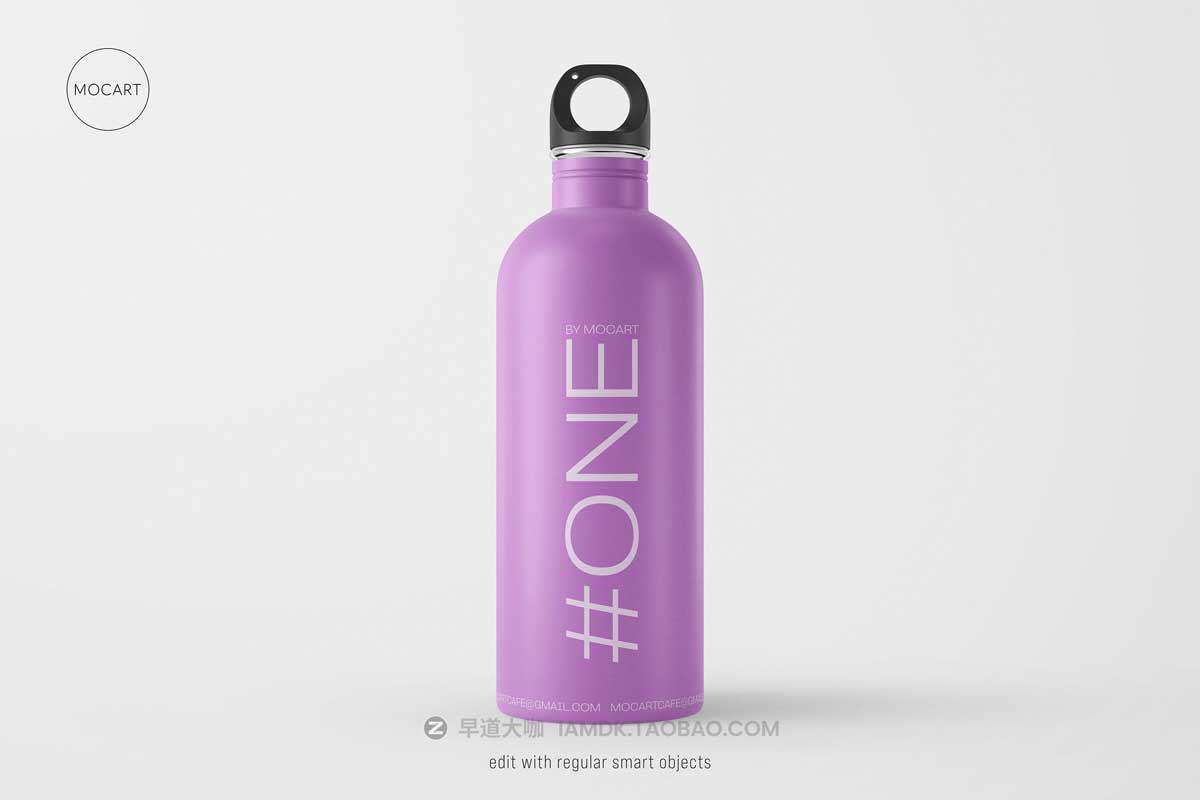 7款时尚不锈钢保温水杯外观设计PS智能贴图样机模板合集 Stainless Steel Water Bottle Mockup Set 1插图6