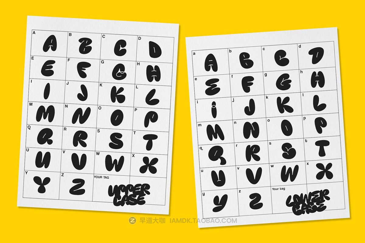 潮流复古手绘涂鸦气泡圆形海报标题设计PSPROCREATE英文字体安装包 KNERD Bubble Font插图8