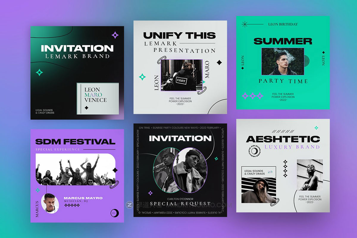 现代美学INS风公众号推文品牌推广电商海报设计PSD分层模板素材包 AESTHETIC – Instagram Templates插图1