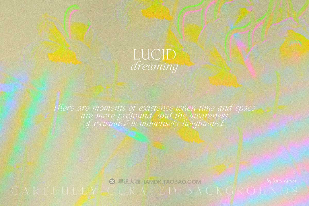 30款时尚梦幻活力抽象艺术棱镜反射漏光海报设计背景图片素材 LUCID DREAMING abstract psychedelic插图3