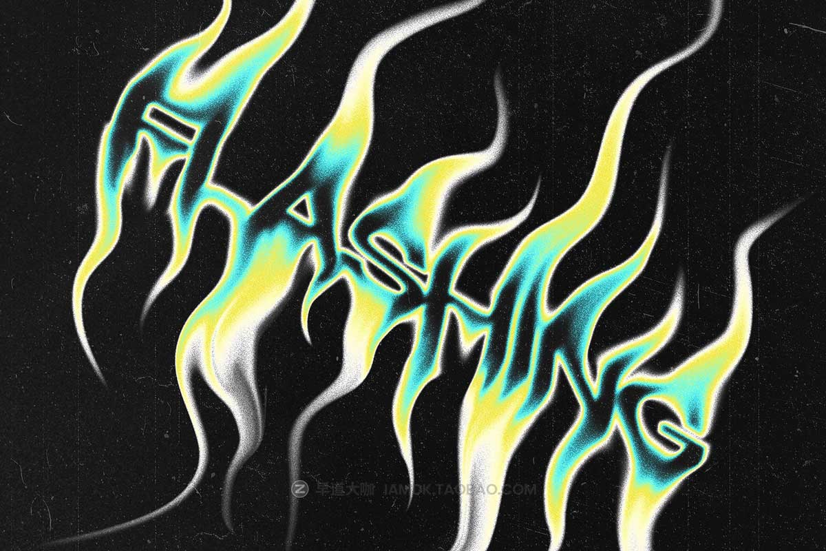 未来迷幻酸性失真扭曲火焰效果标题LOGO设计PS特效样机模板 Rock Mood Melting Text Effect插图1