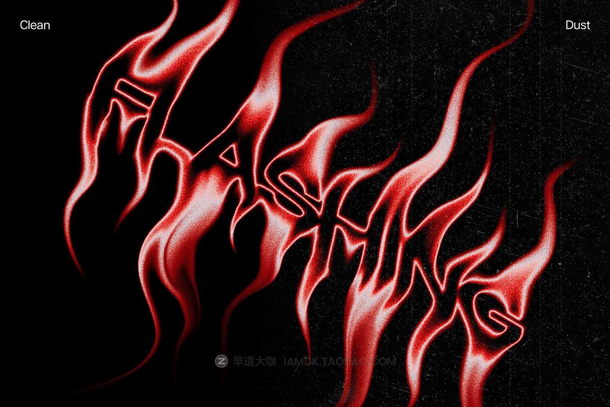 未来迷幻酸性失真扭曲火焰效果标题LOGO设计PS特效样机模板 Rock Mood Melting Text Effect插图2