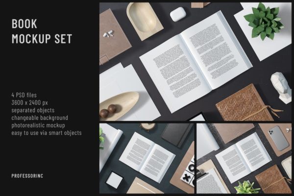 逼真精装书籍画册设计展示贴图PSD样机模板合集 Book Mockup Set