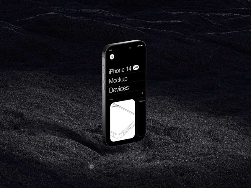 16款高级工业风混凝土背景苹果iPhone 14 Pro Max手机屏幕演示PS样机模板素材 F-Mockups: iPhone 14 Pro Max插图2