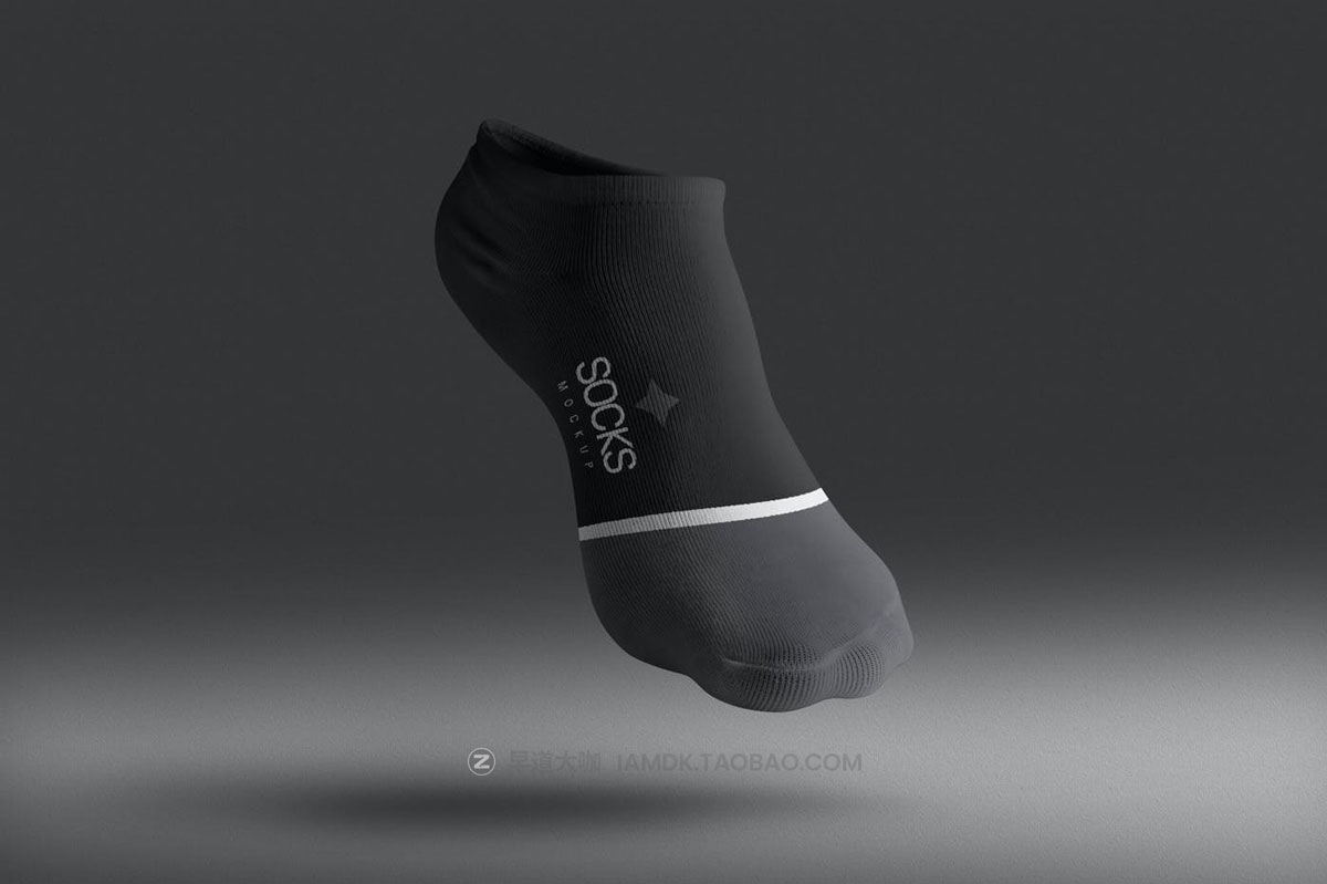 逼真低帮短装棉线袜子印花图案设计PS展示效果图样机模板素材 Small Socks Mockups插图2