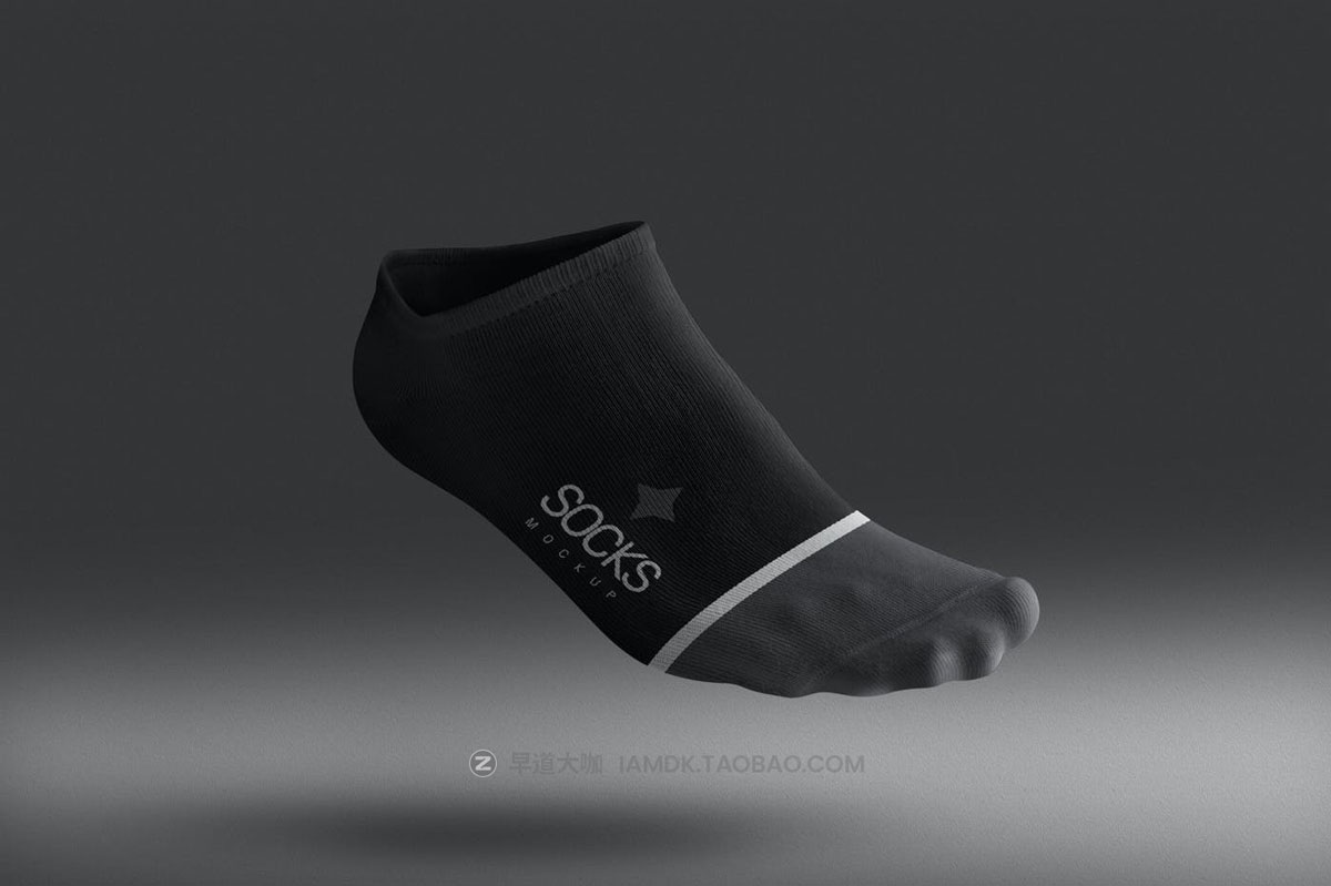 逼真低帮短装棉线袜子印花图案设计PS展示效果图样机模板素材 Small Socks Mockups插图3