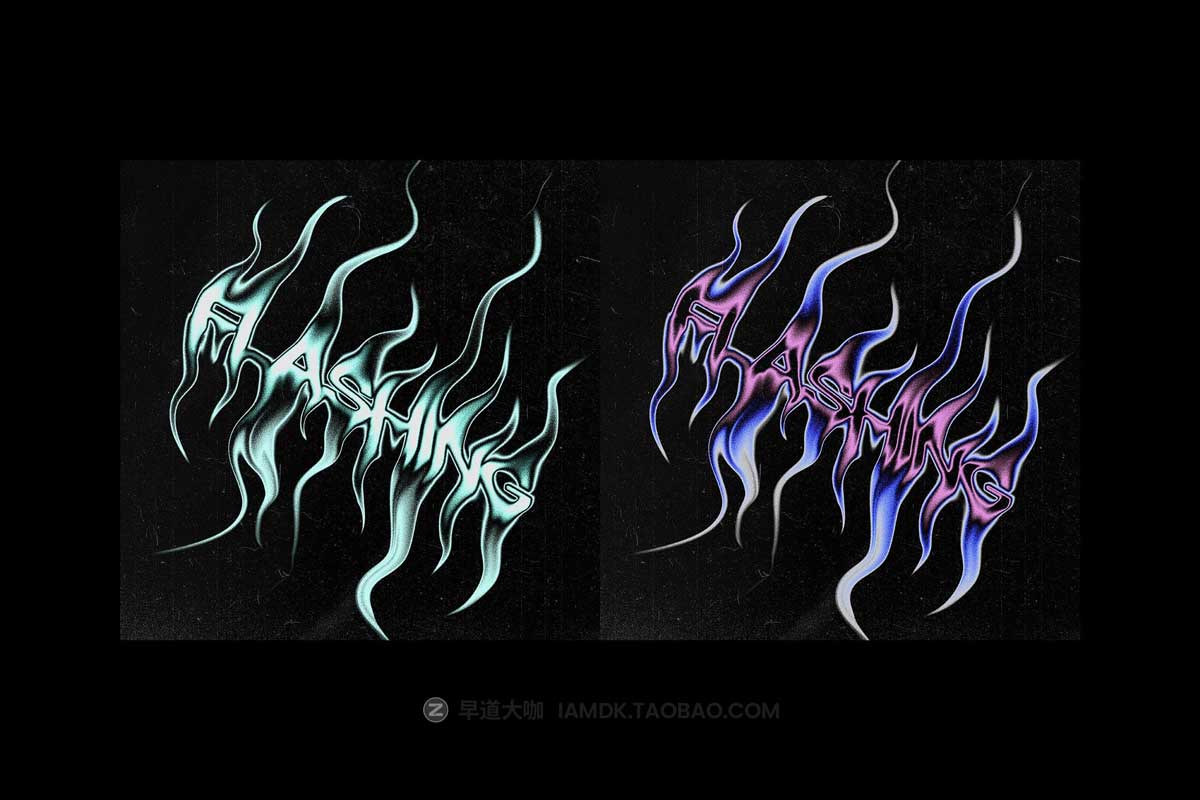 未来迷幻酸性失真扭曲火焰效果标题LOGO设计PS特效样机模板 Rock Mood Melting Text Effect插图4