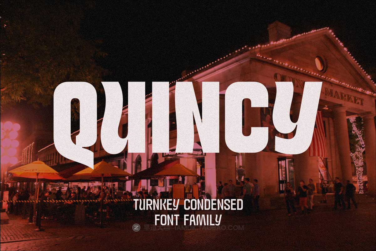 复古逆反差几何风标题LOGO设计PSAI英文字体安装包素材 Turnkey Condensed Font Family插图8