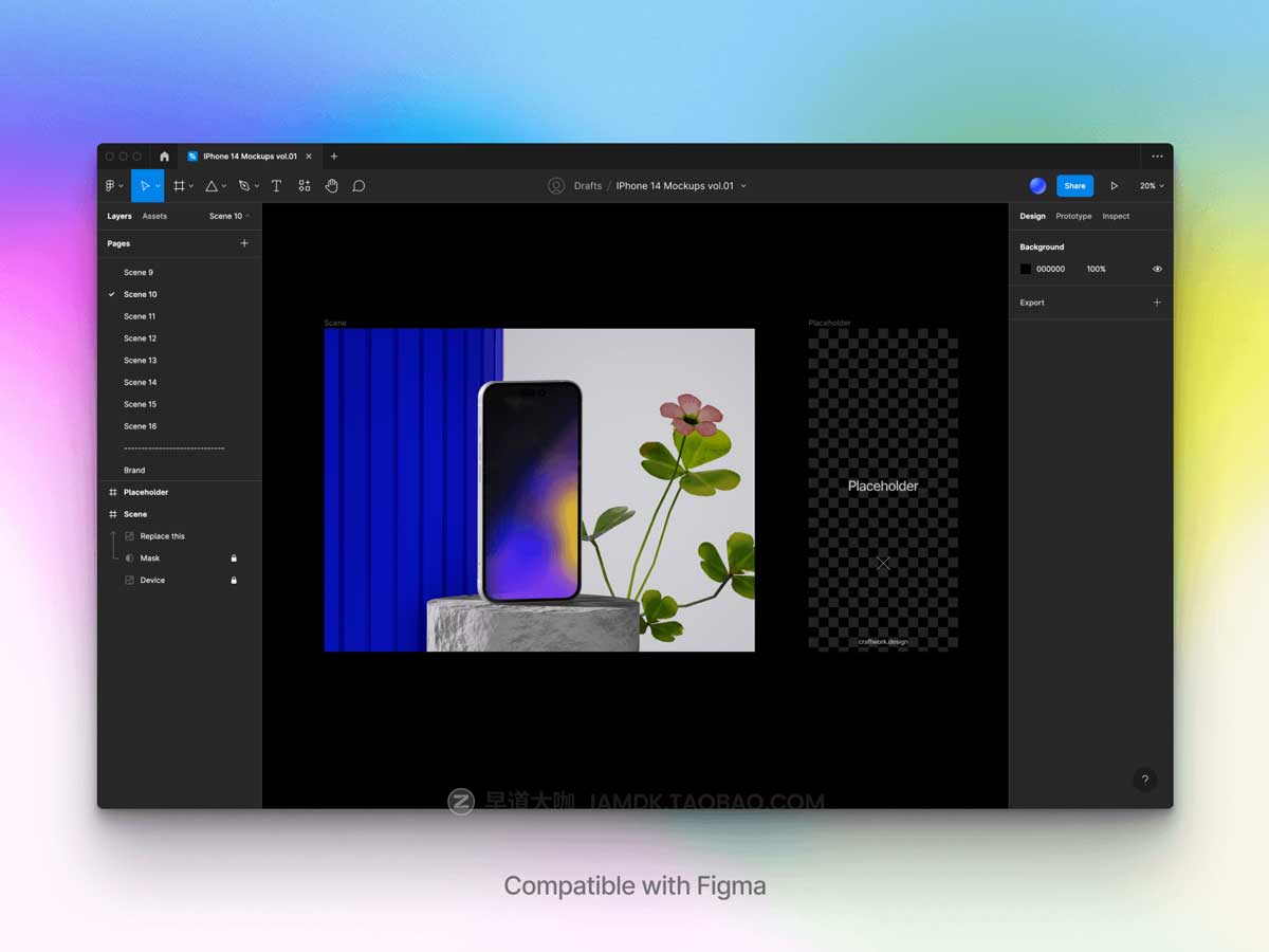 未来赛博朋克苹果手机iPhone 14 Pro屏幕演示样机FIgma模板设计素材 iPhone 14 Pro Mockups Vol.01插图3