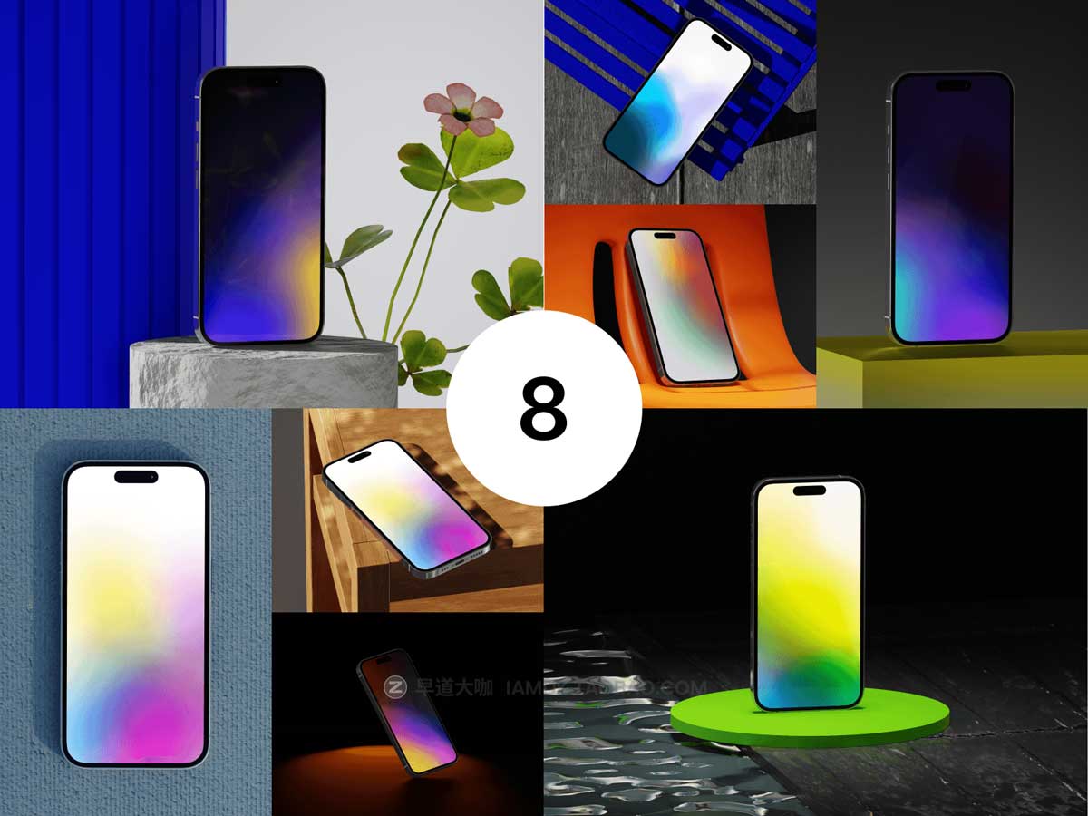 未来赛博朋克苹果手机iPhone 14 Pro屏幕演示样机FIgma模板设计素材 iPhone 14 Pro Mockups Vol.01插图5