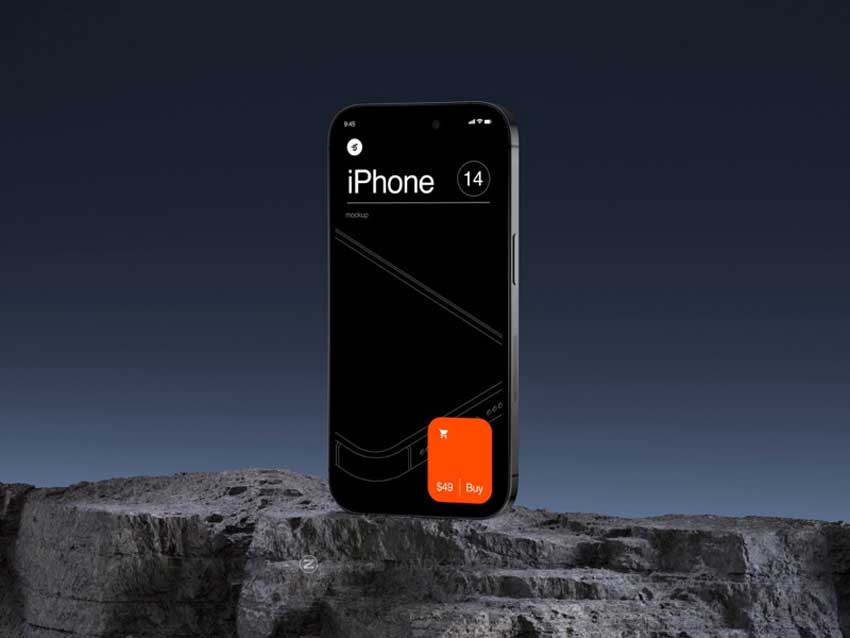 16款高级工业风混凝土背景苹果iPhone 14 Pro Max手机屏幕演示PS样机模板素材 F-Mockups: iPhone 14 Pro Max插图8