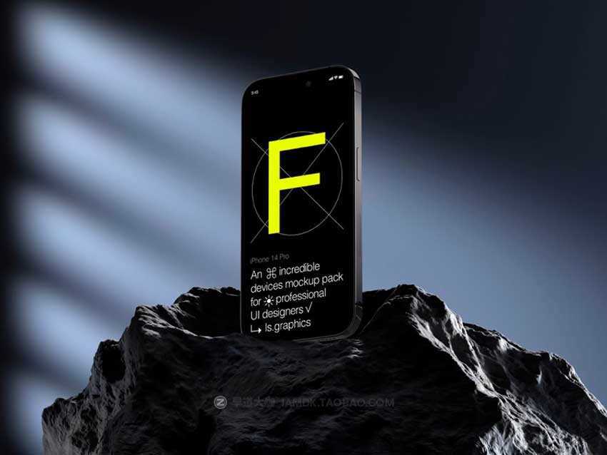 16款高级工业风混凝土背景苹果iPhone 14 Pro Max手机屏幕演示PS样机模板素材 F-Mockups: iPhone 14 Pro Max插图9