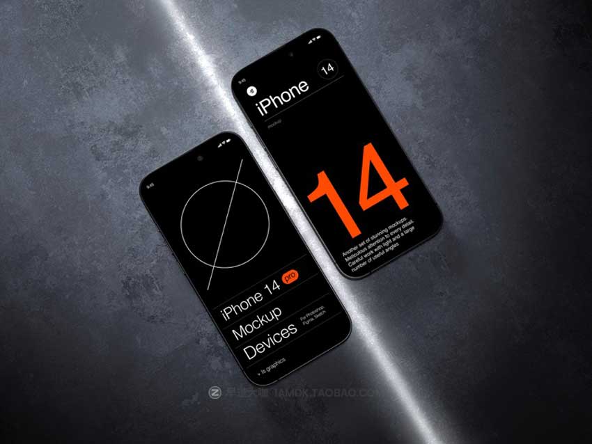 16款高级工业风混凝土背景苹果iPhone 14 Pro Max手机屏幕演示PS样机模板素材 F-Mockups: iPhone 14 Pro Max插图10