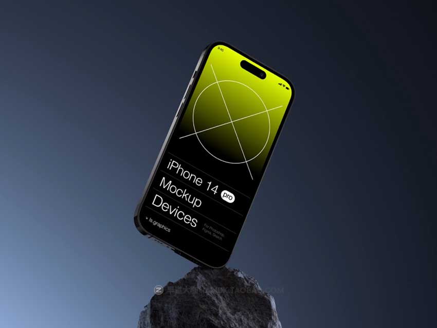 16款高级工业风混凝土背景苹果iPhone 14 Pro Max手机屏幕演示PS样机模板素材 F-Mockups: iPhone 14 Pro Max插图11