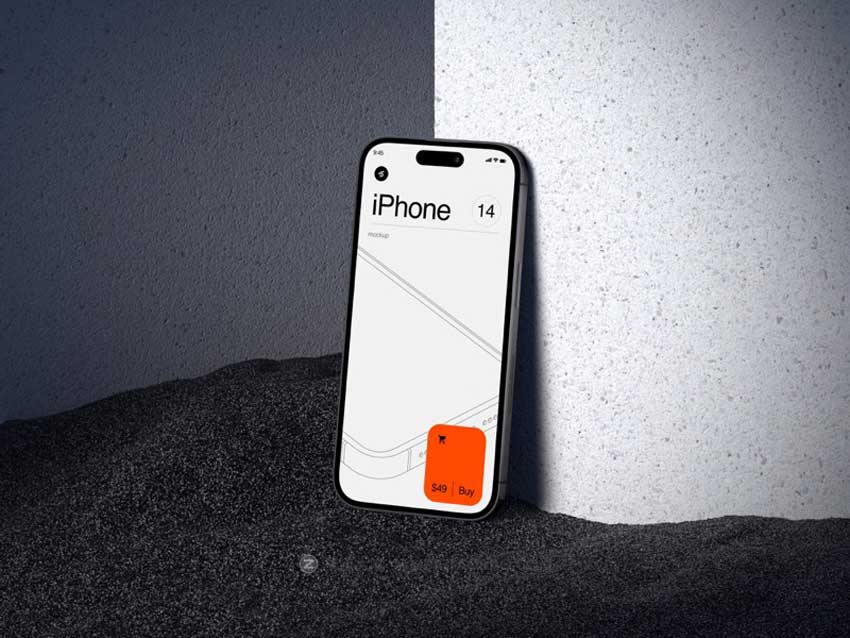 16款高级工业风混凝土背景苹果iPhone 14 Pro Max手机屏幕演示PS样机模板素材 F-Mockups: iPhone 14 Pro Max插图13