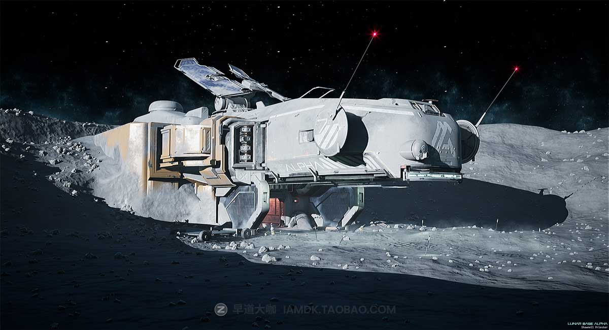 UE模型 未来科幻阿尔法月球军事基地3D模型素材包 Lunar Base Alpha插图12
