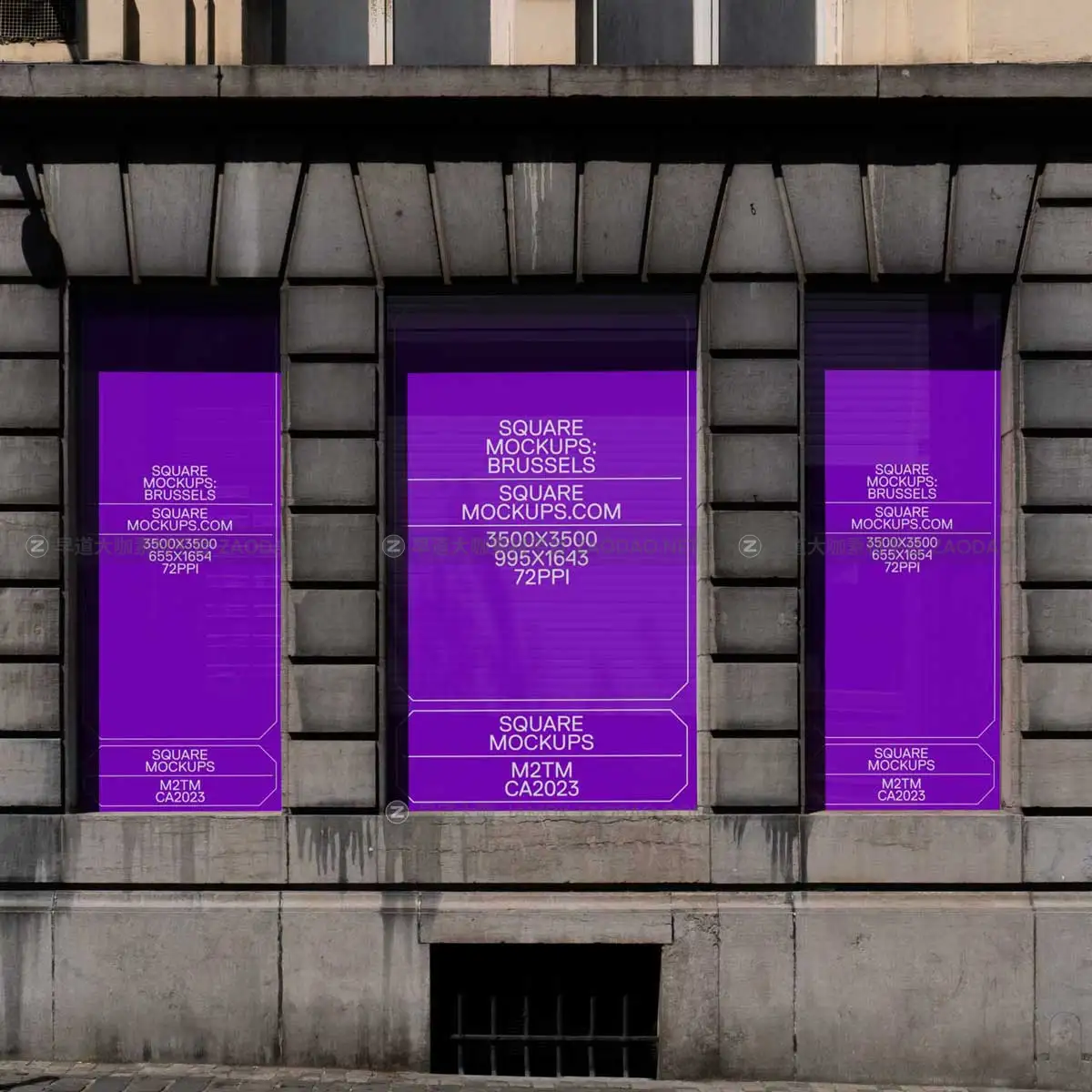 时尚欧美风城市街头墙体商场门店玻璃贴纸海报招贴广告牌设计展示PSD样机模板 Windowfront Mockup Scene Brussels Series Vol1插图4