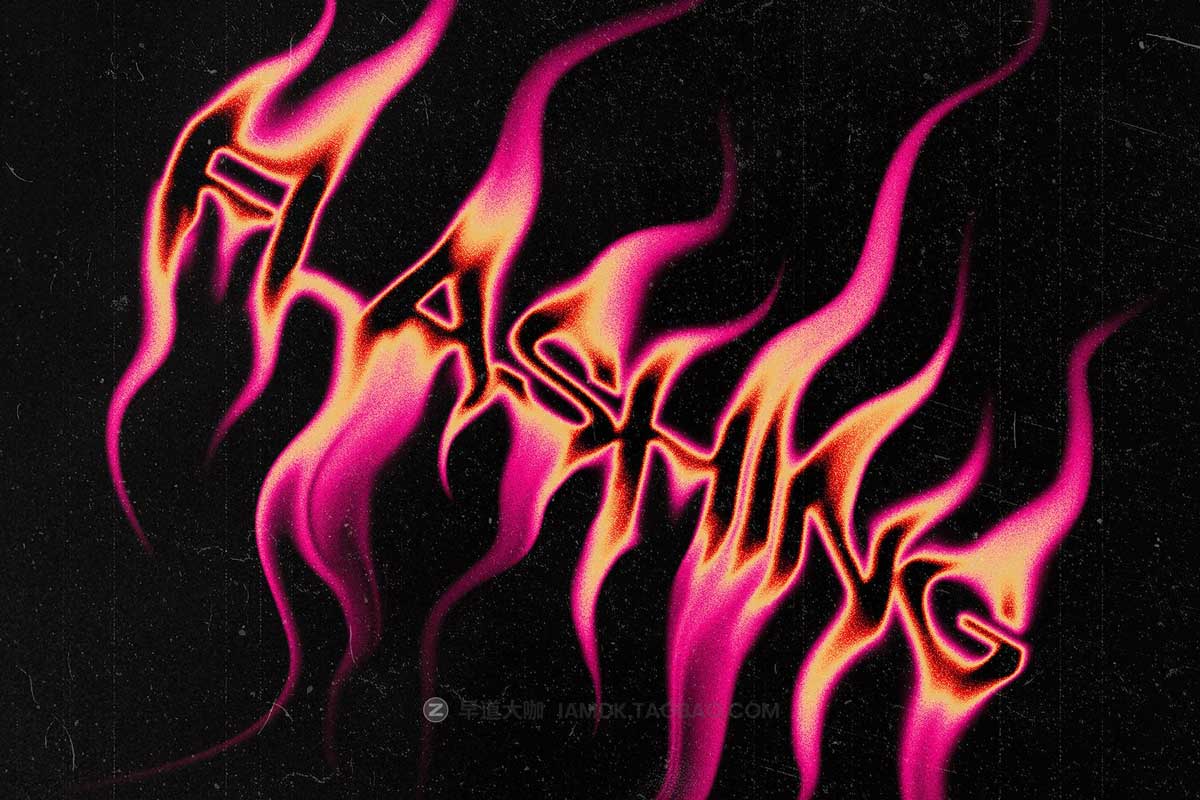 未来迷幻酸性失真扭曲火焰效果标题LOGO设计PS特效样机模板 Rock Mood Melting Text Effect插图5
