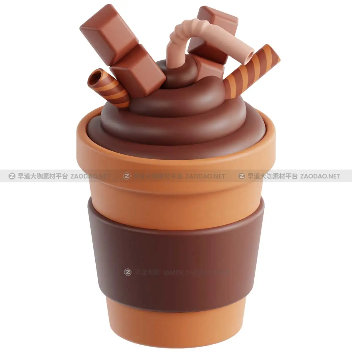 20款卡通趣味巧克力蛋糕糕点主题3D图标Icons设计素材包 Chocolate Day 3D Illustrations插图15