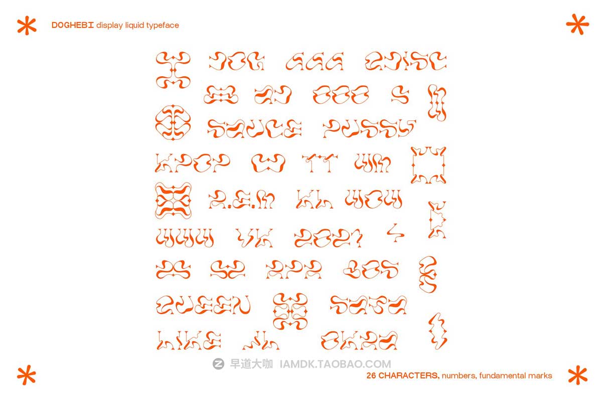 潮流复古酸性扭曲液体海报标题LOGO设计PSPROCREATE英文字体安装包 DOGHEBI (Display Liquid Typeface)插图1