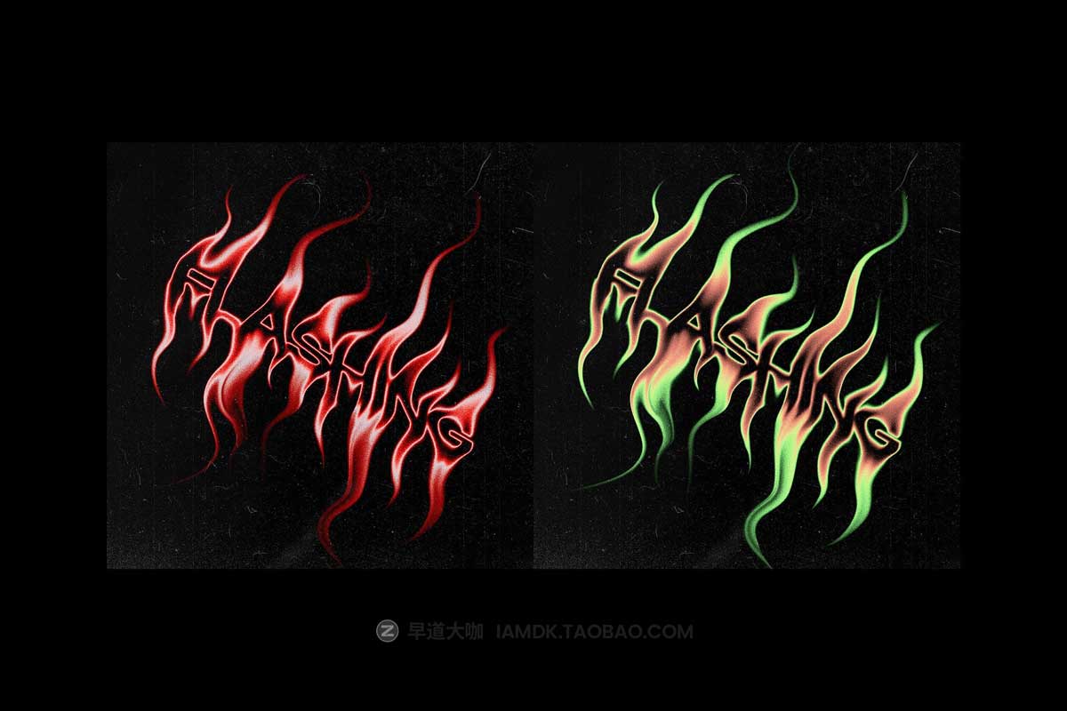 未来迷幻酸性失真扭曲火焰效果标题LOGO设计PS特效样机模板 Rock Mood Melting Text Effect插图6